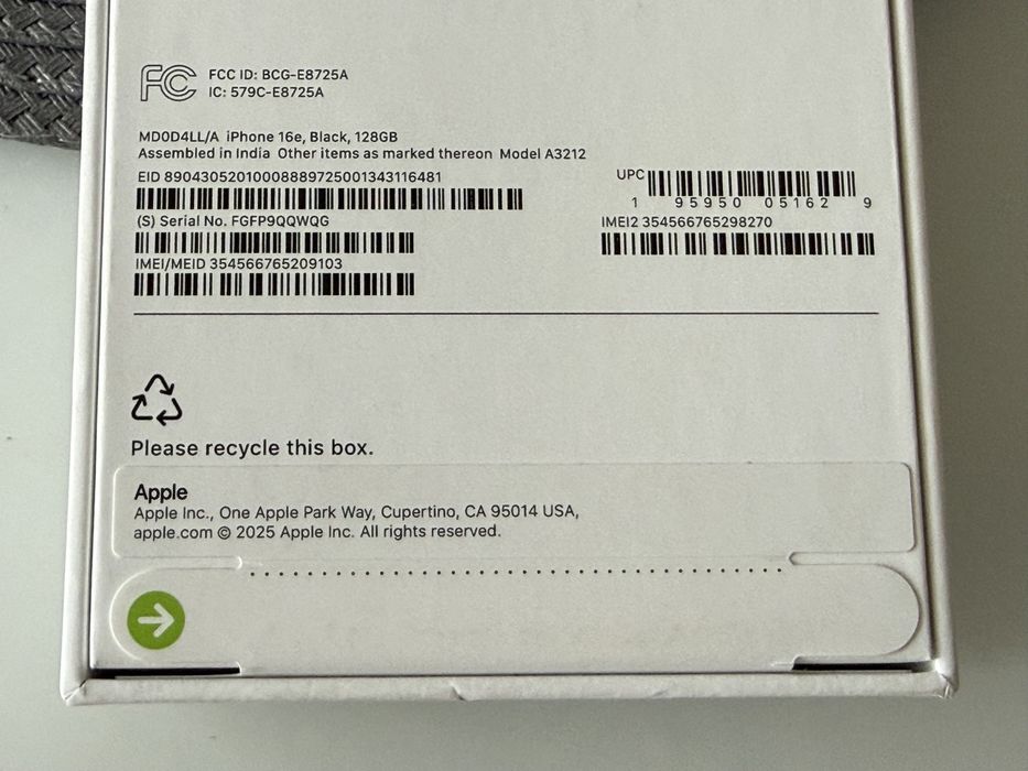 iPhone 16E 128Gb Black New