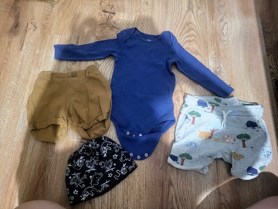 Ubranka dla chłopca 74, body, pajac, spodenki