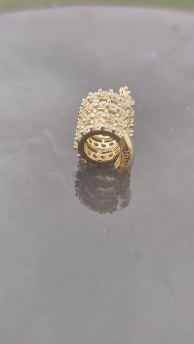 Nowy złoty charms do bransoletki typu Pandora żmija wąż cyrkonie białe