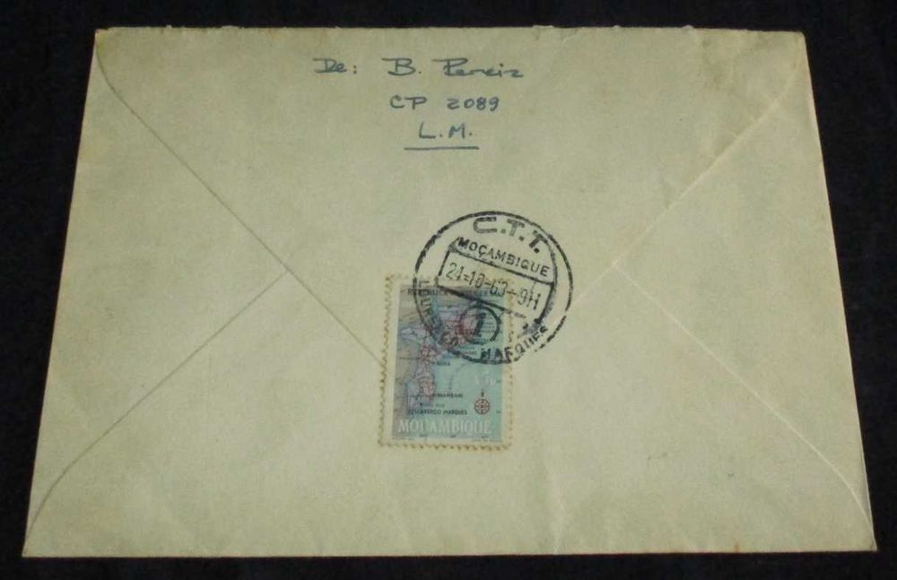 Sobrescrito 1º Dia FDC 1963 Envelope circulado Lourenço Marques/Lisboa