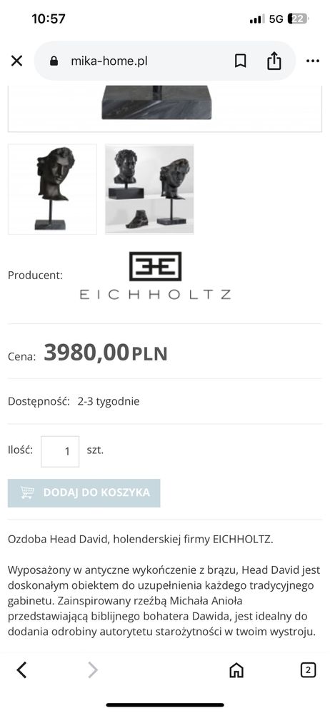 Posąg z brazu Head David EICHHOLTZ