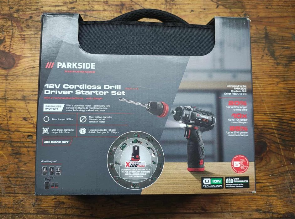 Zestaw Wiertarko-wkrętarka Parkside Performance PBSPA 12 E4