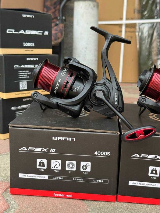 Фідерні котушки Brain Apex feeder III 4000S,5000S,6000S 5+1bb 4.9/1
