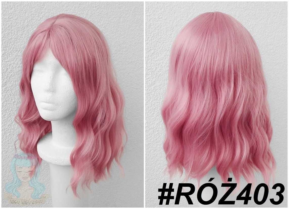 Różowa falowana peruka z grzywką wig cosplay Enid Sinclair Wednesday