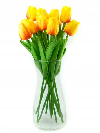 Tulipany Silikonowe Bukiet 10 Szt jak żywe żółte - NOWE
