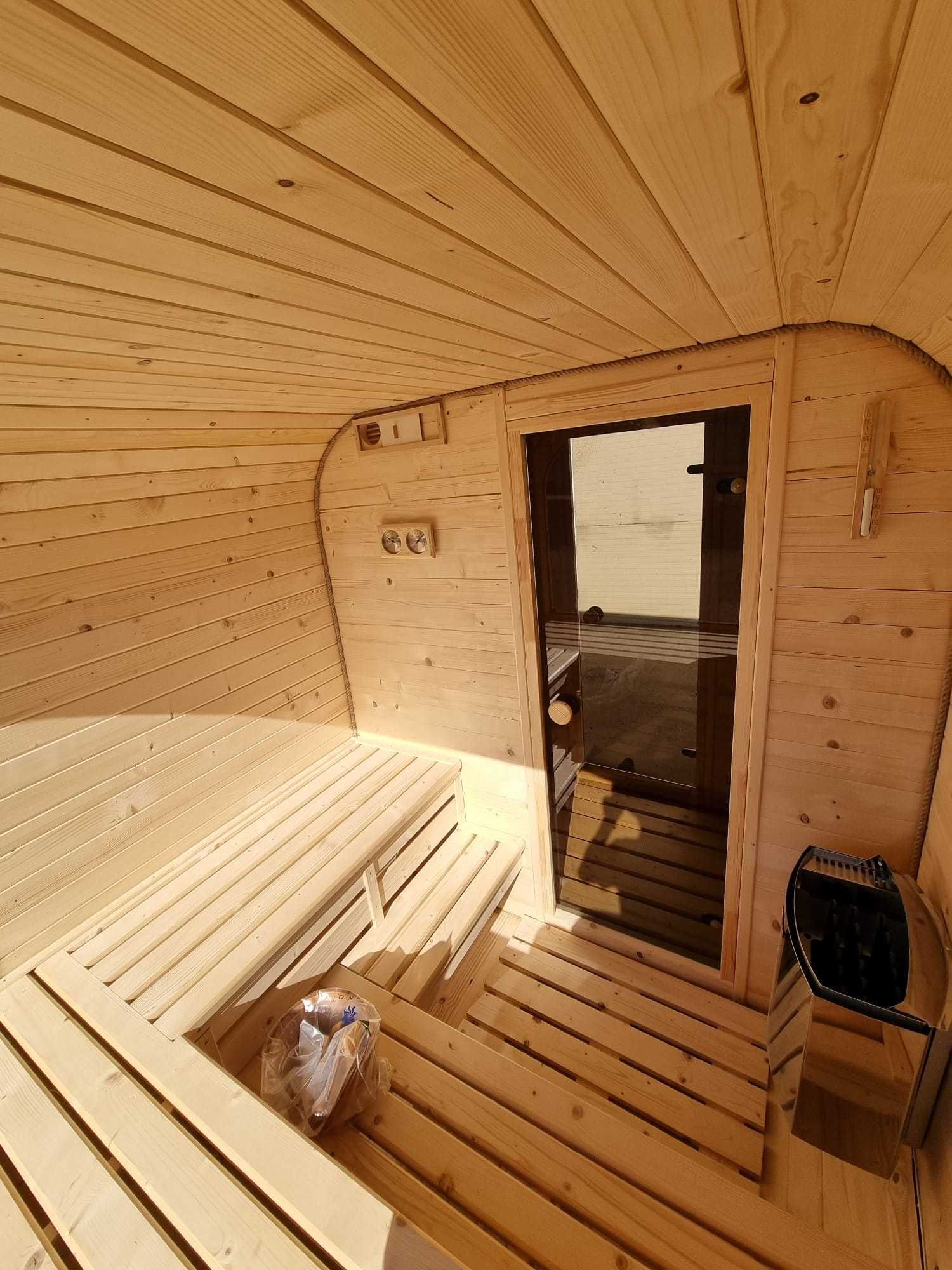 NOWA sauna ogrodowa z przedsionkiem piec elektryczny Harvia