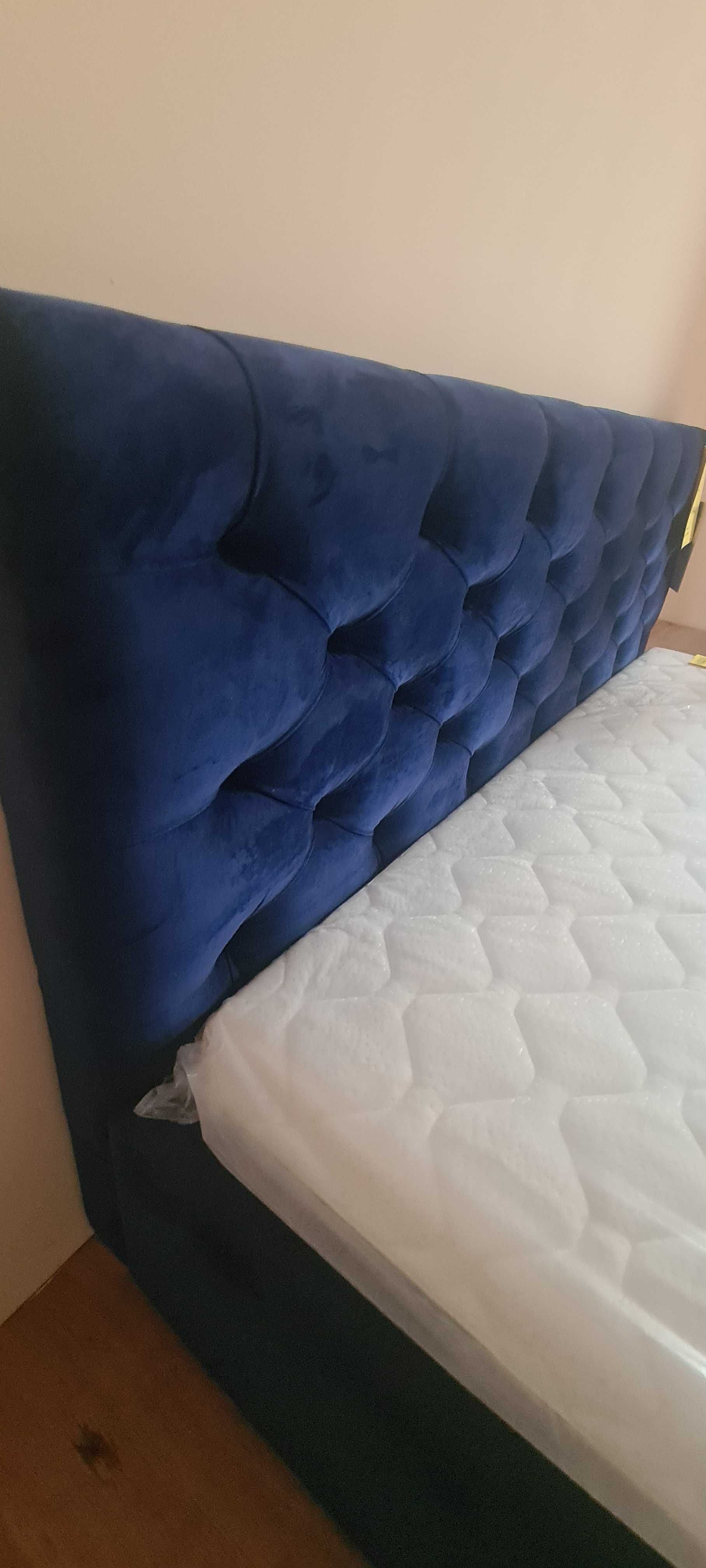 Łóżko tapicerowane LAZIO EXTRA niebieskie - bez pojemnika 160x200.