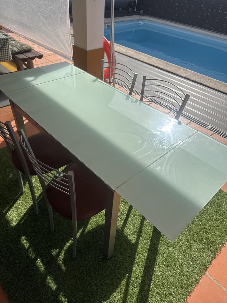 Mesa cozinha vidro temperado extensivel