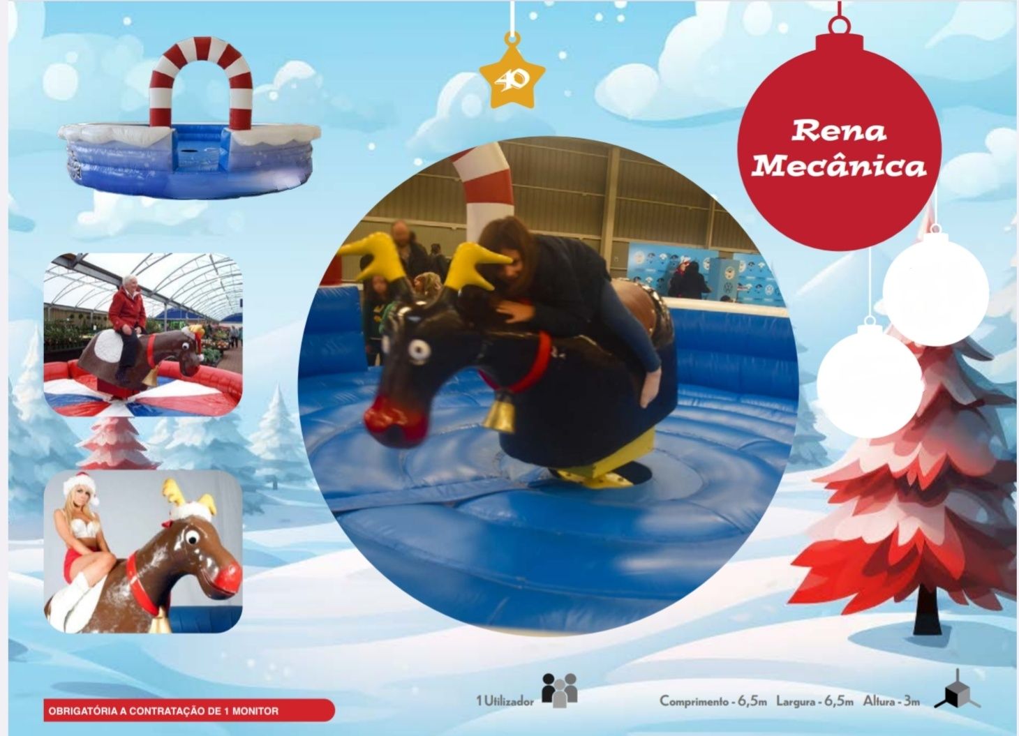 Insufláveis Temática Natal -Rena/Snowboard Mecânico