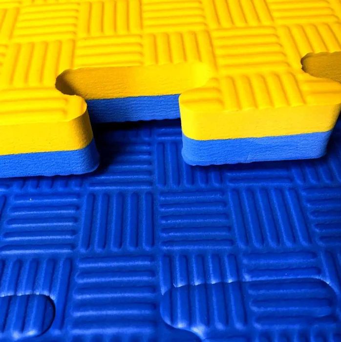 Мат татамі ластівчин хвіст WCG EVA 1000х1000х30мм Мат-пазл Жовто-Синій