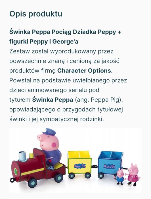Świnka peppa pociąg dziadek