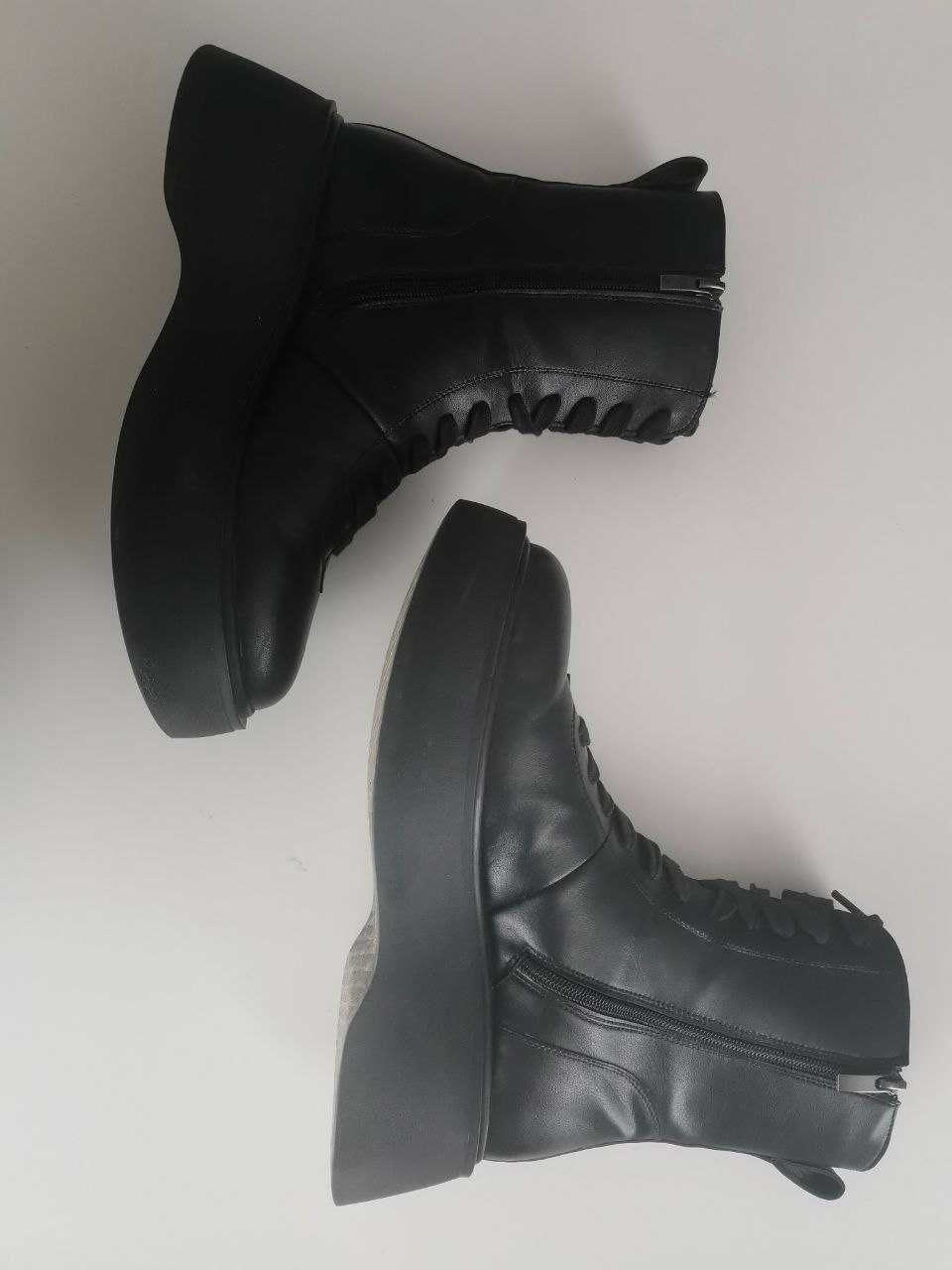 В наявності | Черевики Gem shoes |40 |26 см| чорні з натуральної шкіри