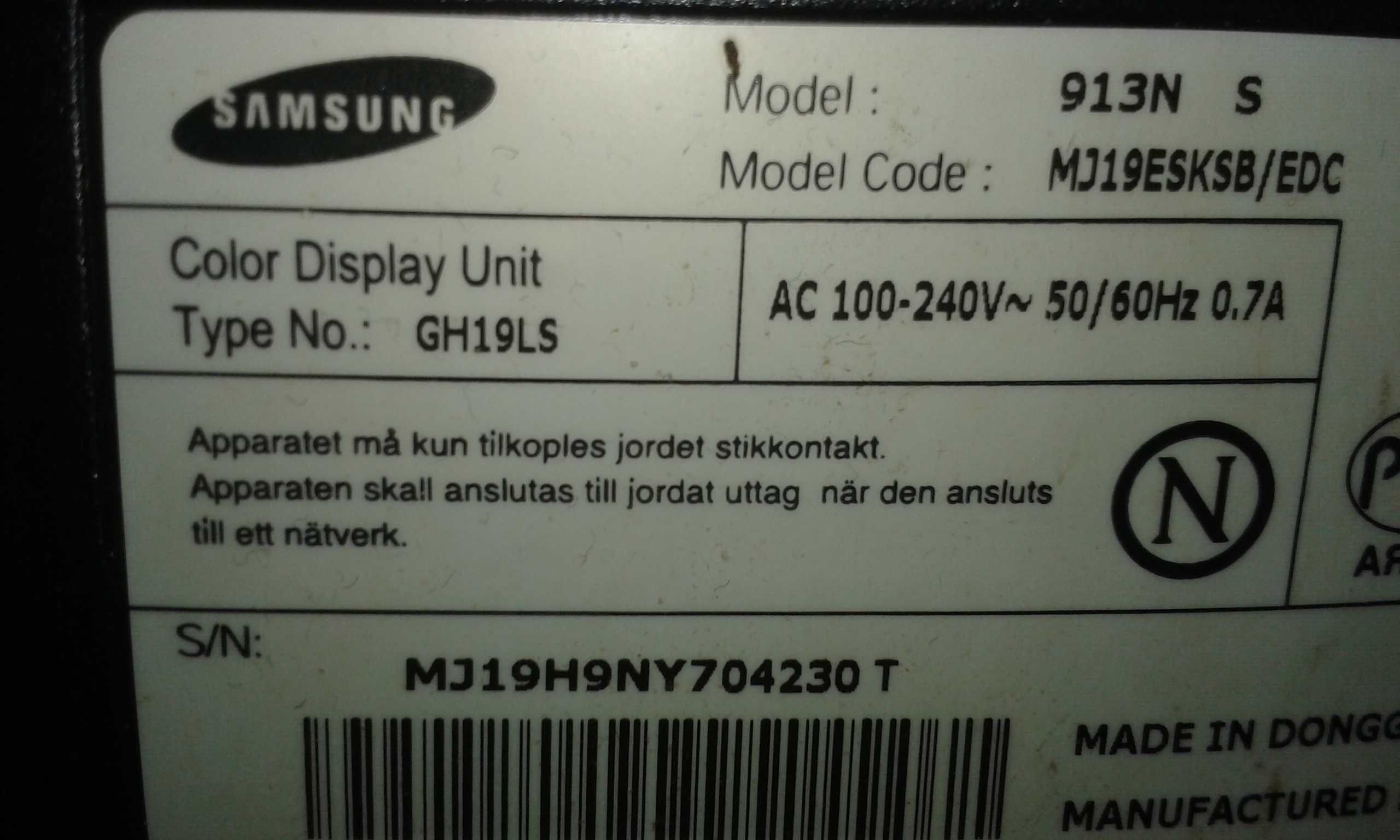 Monitor 19" Samsung SyncMaster 913n