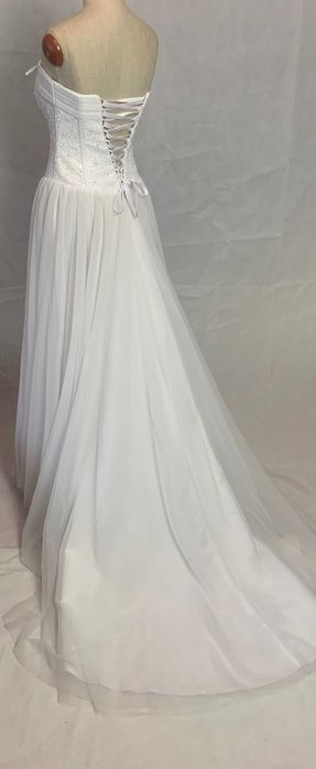 Nowa suknia ślubna 38 M Princessa biała srebrna gorset glamour tren