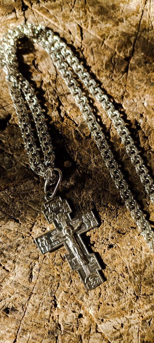 Срібло ланцюжок з хрестом бісмарк цепочка серебряная з хрестом 925