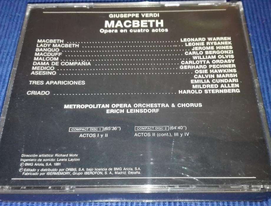 Macbeth Verdi, Óperas Famosas (2CDs)