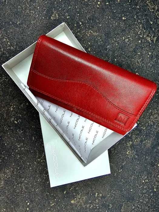 Duży skórzany czerwony _ nowy damski portfel