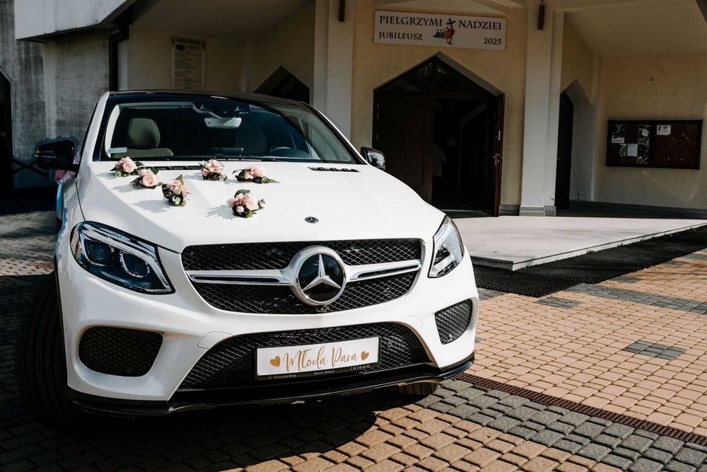 Auto do Ślubu MERCEDES GLE 400 Panoramiczny Dach, biała perła