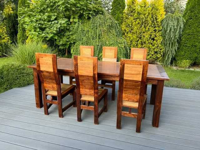 Stół 220x95cm + krzesła 6szt z drewna egzotycznego