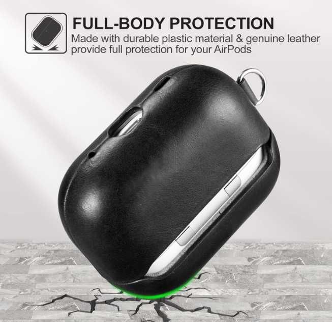 eleganckie etui czarne do airpods pro 2 z smyczą