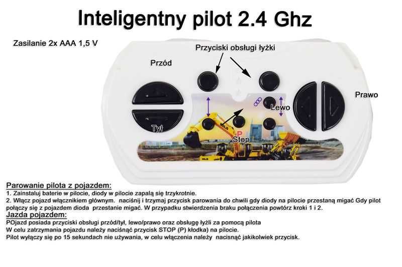 Traktor na akumulator dla dziecka Koparka z przyczepką Super prezent
