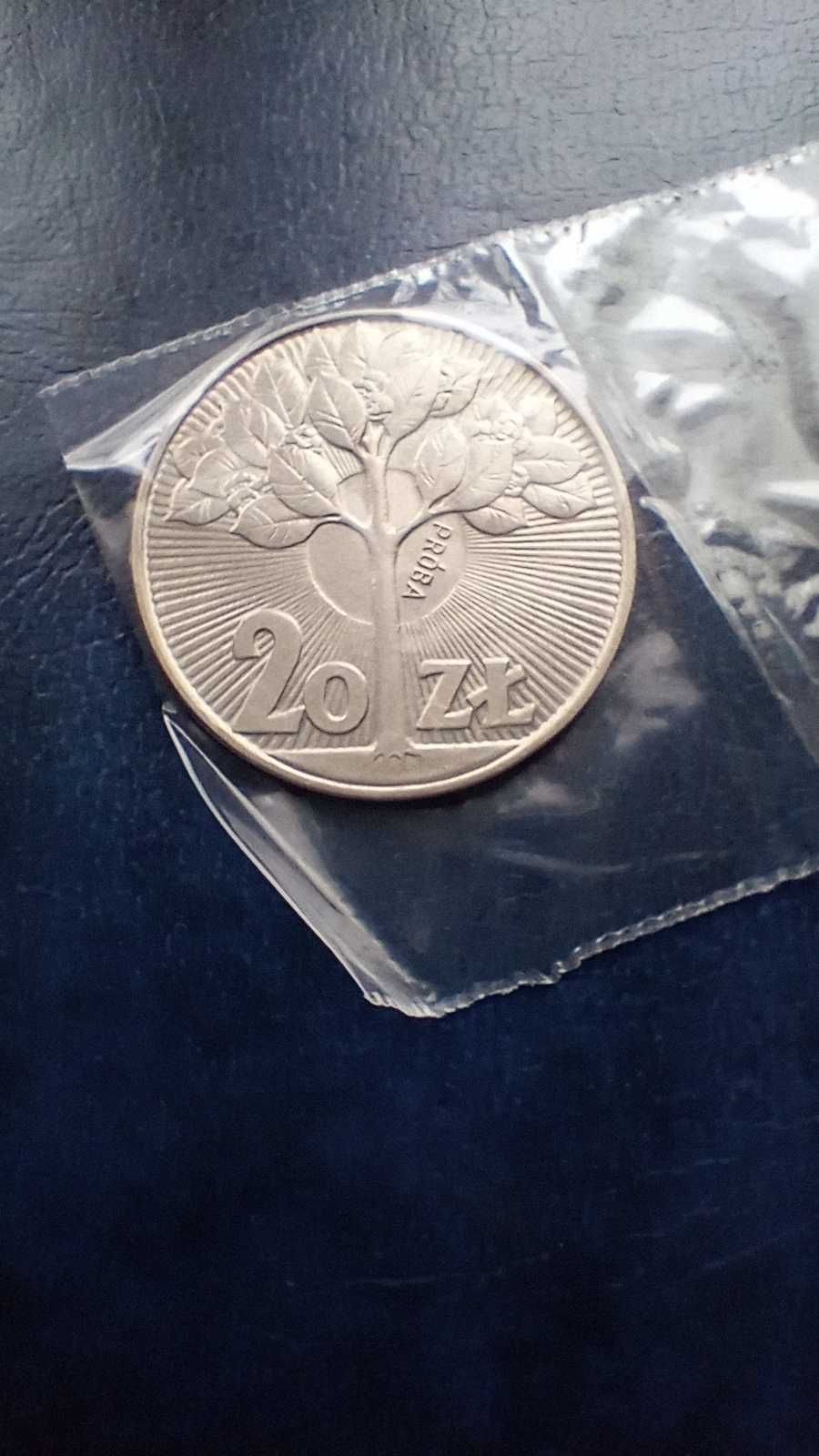 Stare monety 20 złotych 1973 PRÓBA Drzewo PRL Piękna