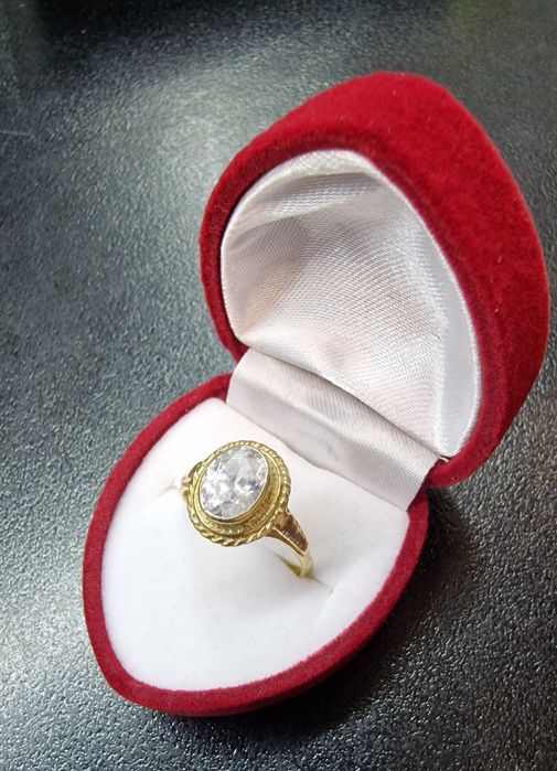 ZŁOTY pierścionek 14K pr.585 duże białe oczko Komis Madej Sosnowiec