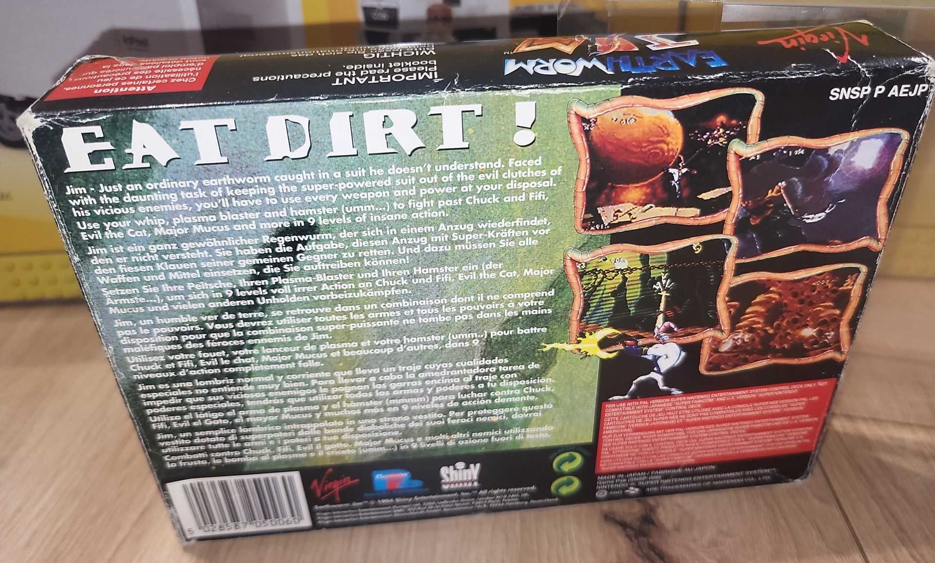Gra Earthworm Jim - NINTENDO SNES - DB- stan CIB Komplet +Protektor