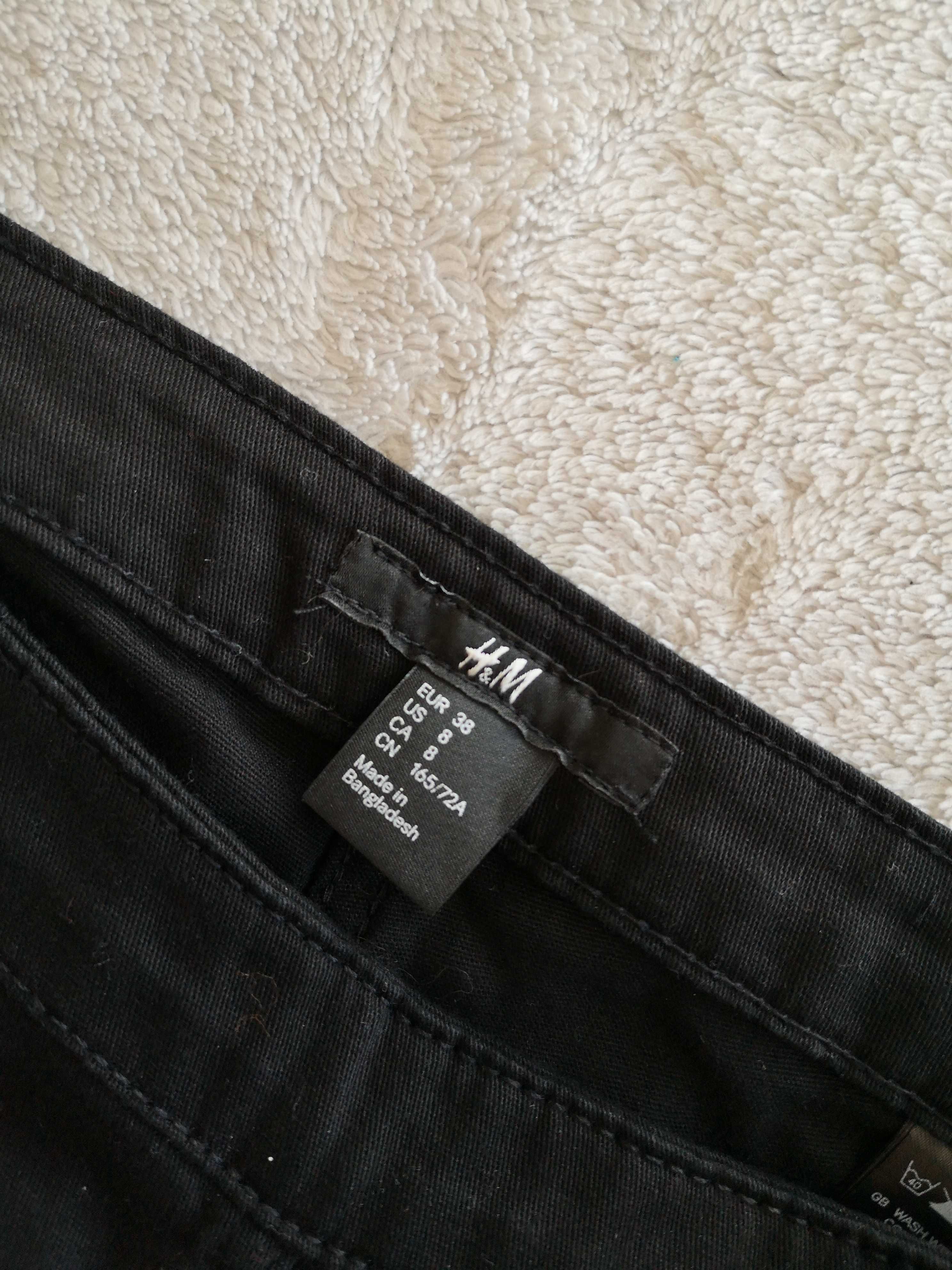 Czarne spodnie H&M 38 zapinane z boku jak nowe