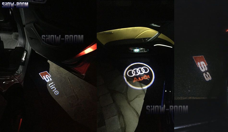 Luz cortesia portas Audi ou S-Line -Projecção logótipo no chão