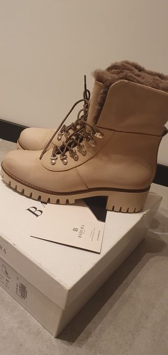 Badura botki rozm. 40 skóra naturalna. Jasny beż