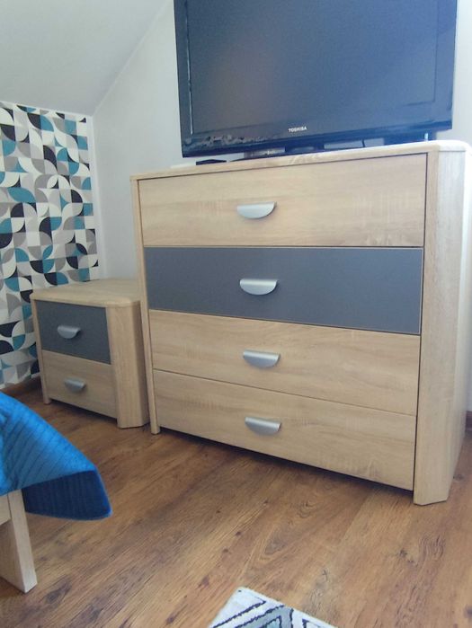 Zestaw mebli z lóżkiem do pokoju młodzieżowego, dziecięcego.