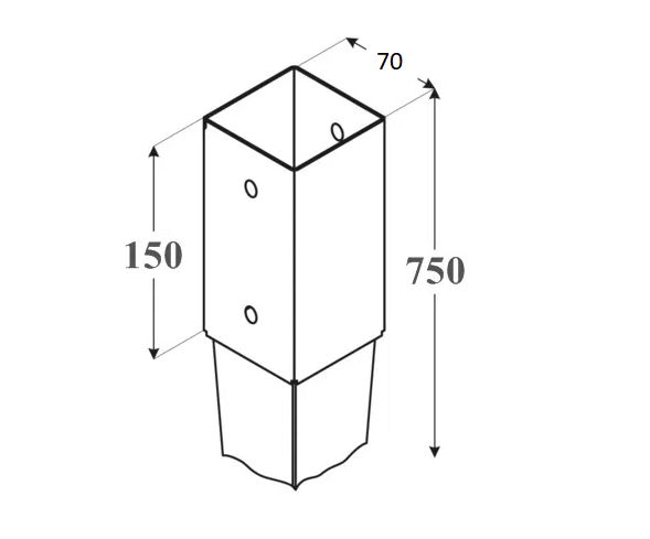 Podstawa słupa wbijana kotwa wspornik 70x750mmHIT