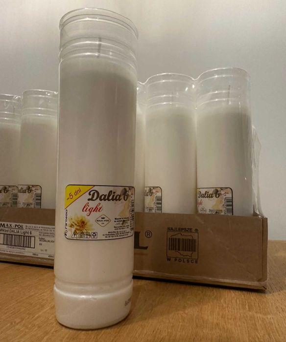 Zestaw 15 sztuk dużych wkładów 120h parafinowych 23cm wys.