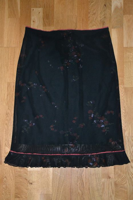 Czarna spódnica w kwiaty spódniczka tiulowa elegancka r. L/XL