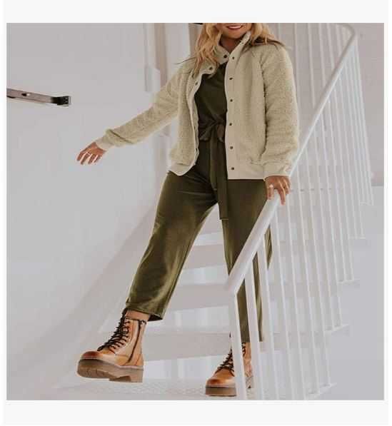 Damska kurtka pluszowa, rozmiar M, kolor beżowy