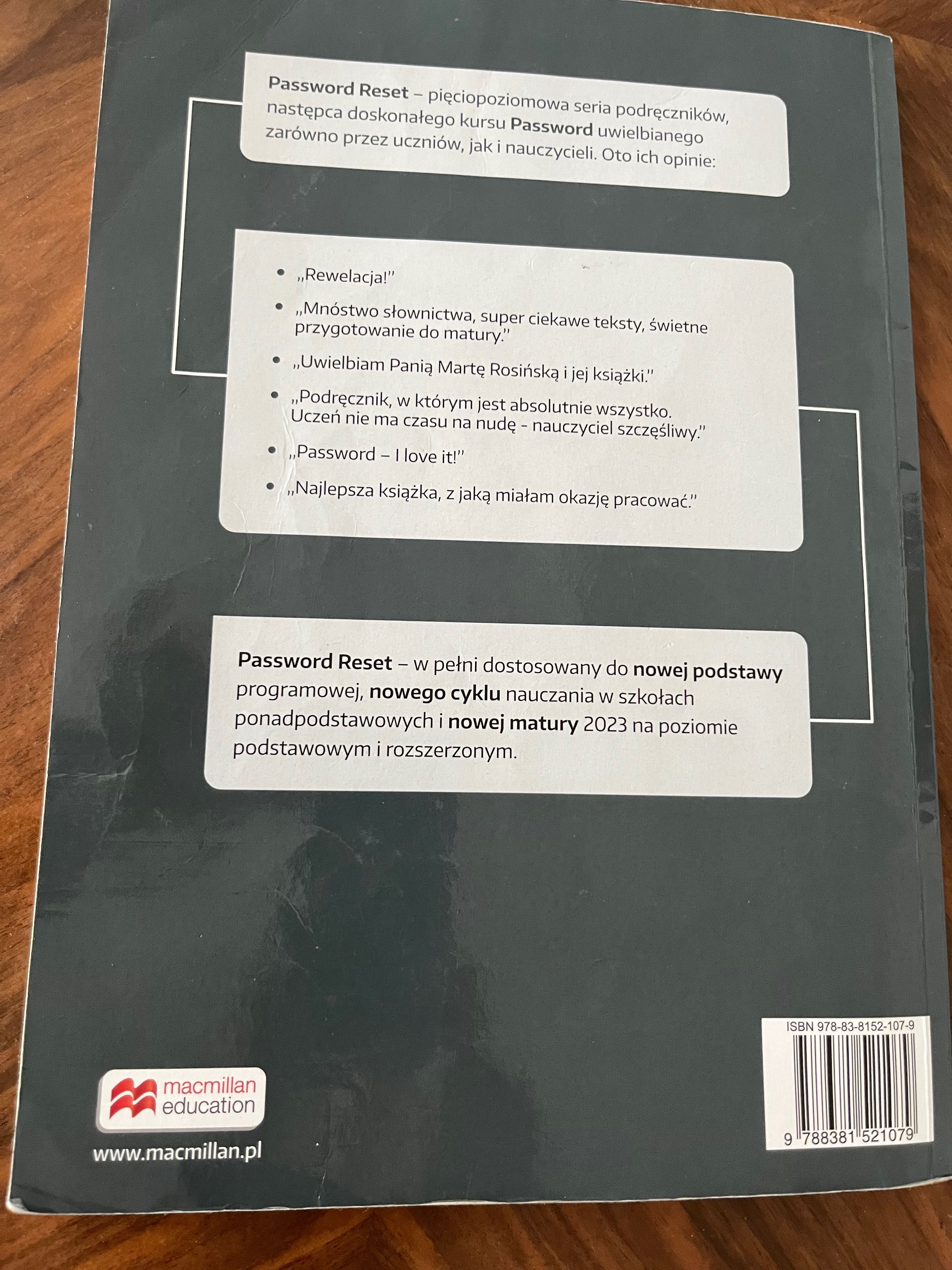 Password Reset B2 podręcznik. Macmillan nowa podstawa