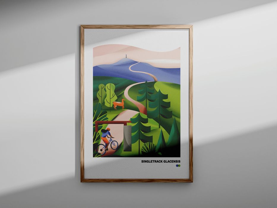 Plakat Rowerowy Kolarski Singletrack Glacensis- Format A4