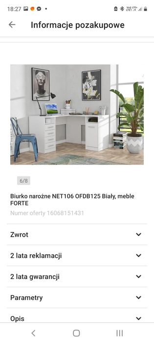 Biurko biale narożne