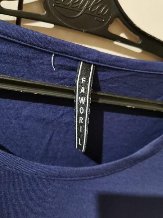 Bluzka koszulka Fawori długi rękaw damska granatowa napisy 40 L