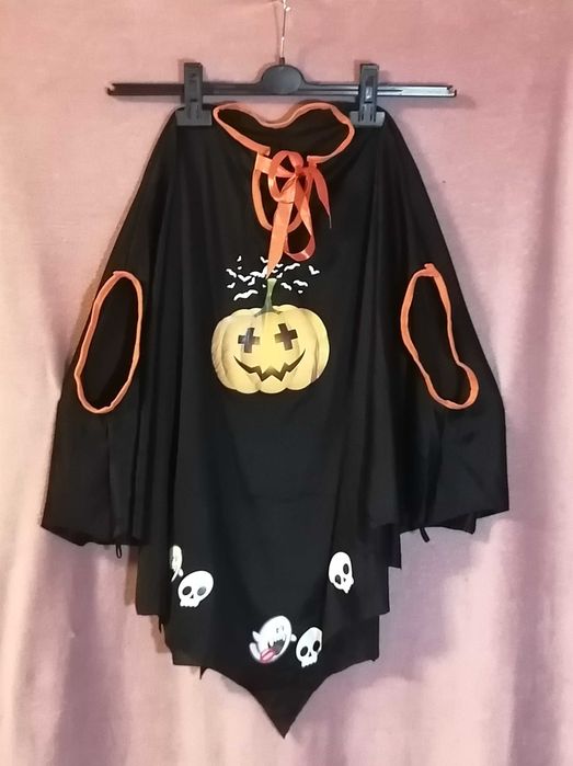 Kostium Halloween – poncho z dynią + kapelusz czarownicy
