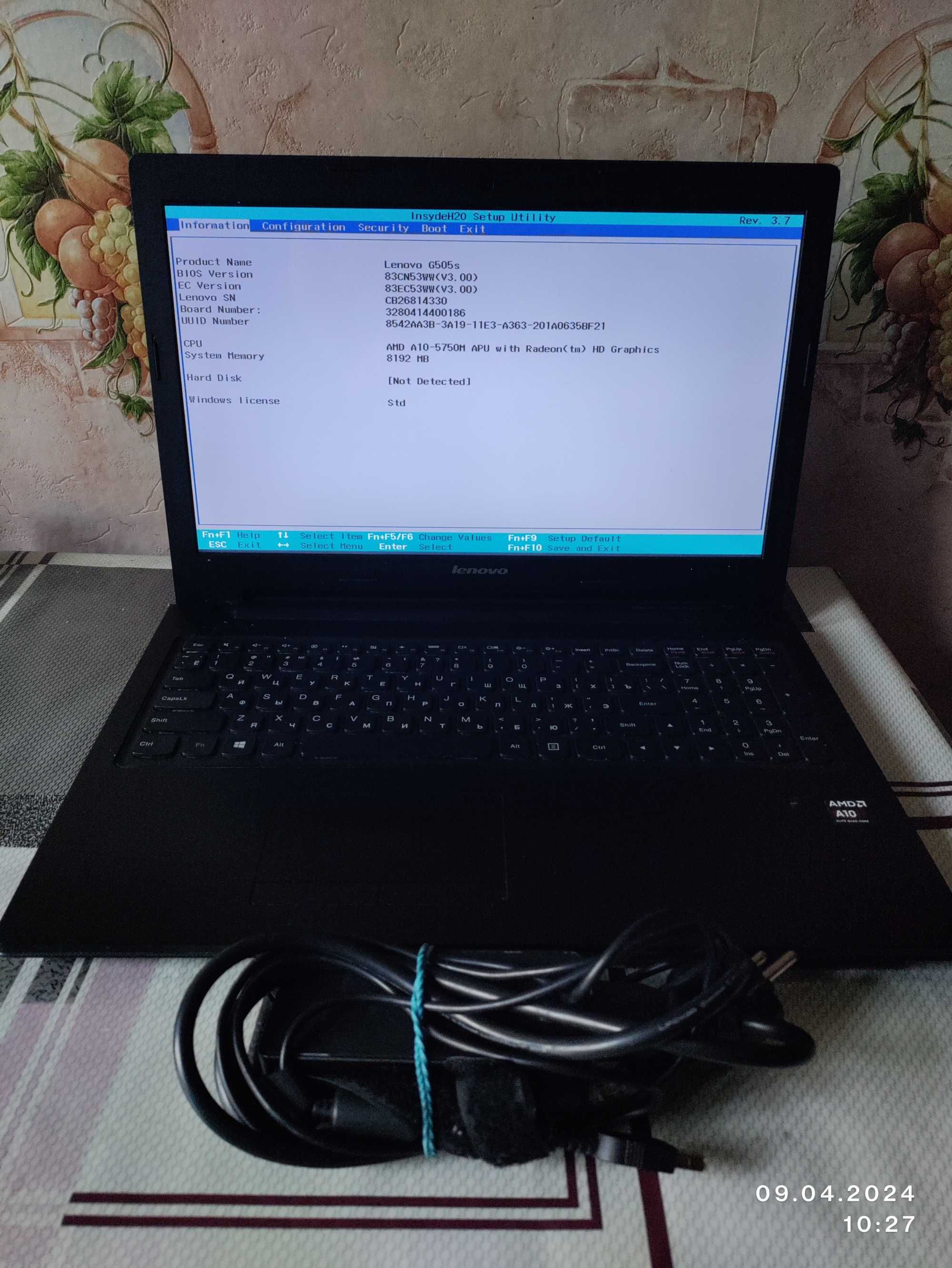 Ноутбук Lenovo G505S 15.6 (A10-5750M(2.5-3.5) | 8Gb |HD 8650G| No HDD)