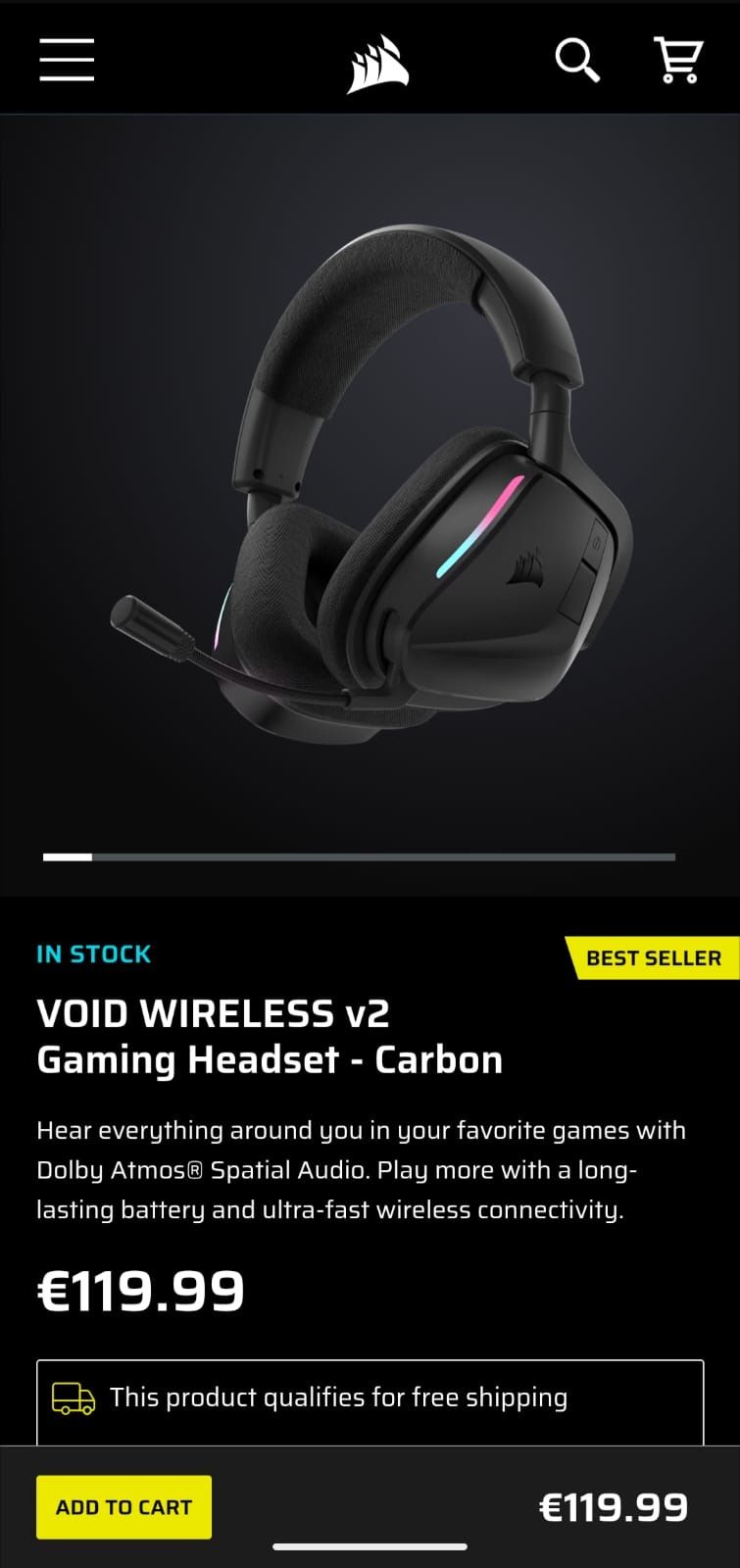 Headset Corsair Void Wireless v2 | Preto | Novo