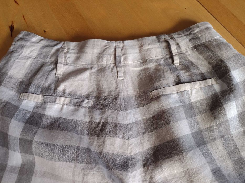 Spodnie lniane w beżową kratkę,Tatuum, rozmiar 38