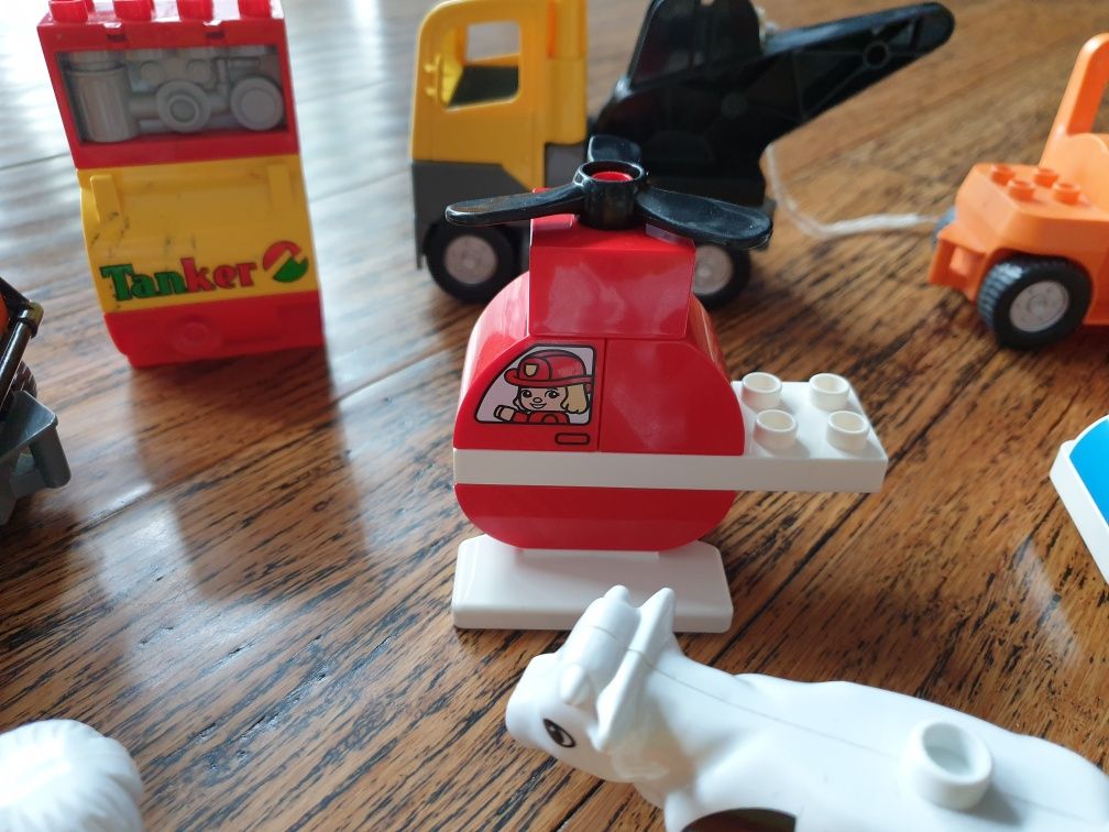 Lego duplo wóz strażacki policja helikopter śmieciarka poczta