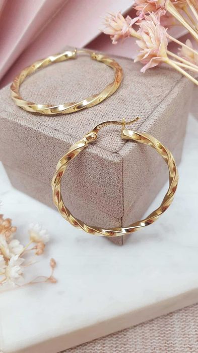 Złote kolczyki koła próba złota 585