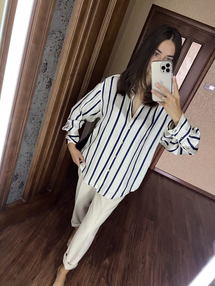 Сатинова сорочка Zara шовкова сорочка блуза Zara