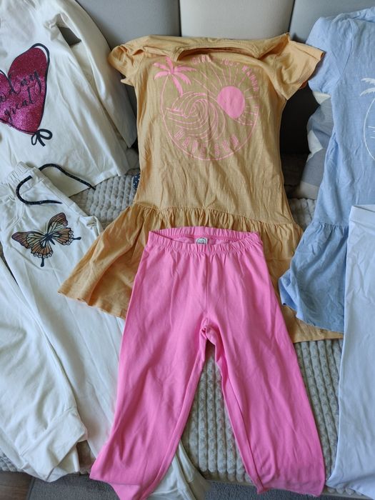 Paka ubranek dziewczęcych wójcik dres spodnie komplet sukienka leginsy