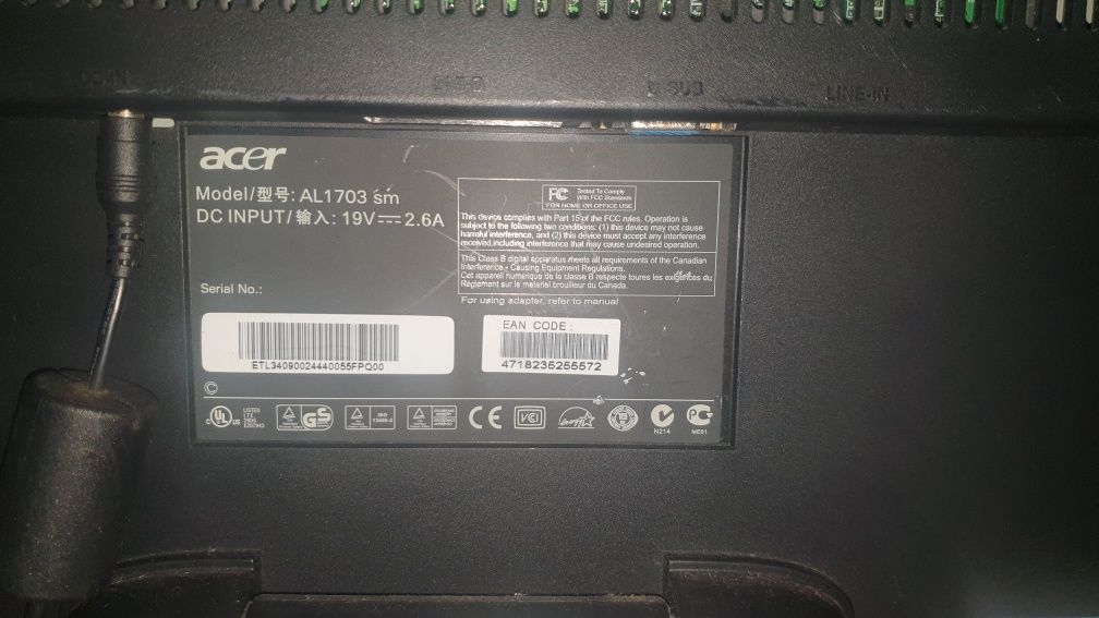 Monitor acer al 1703