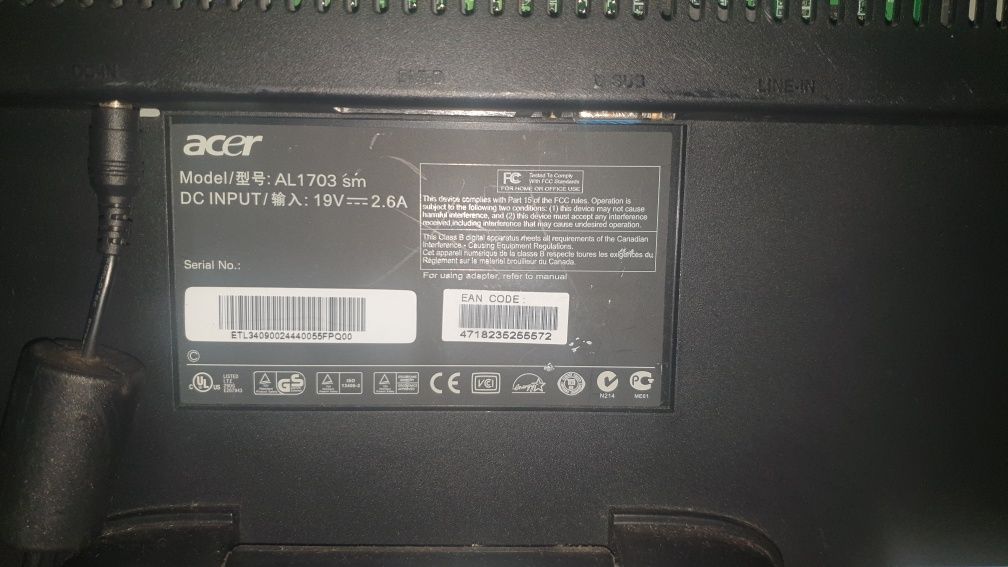 Monitor acer al 1703